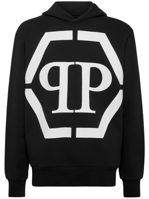Philipp Plein hoodie en coton mélangé à logo imprimé - Noir