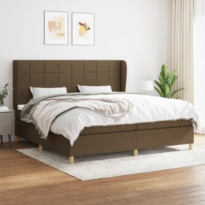 Boxspring met matras stof donkerbruin 200x200 cm