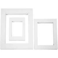 Passepartout lijsten, A3,A4,A5, afm 19,7x27,9+28,3x36,6+39,5x49,6 cm, 500 gr, wit, 3x100 stuk/ 1 doos