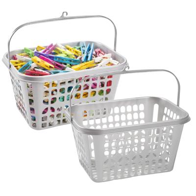 Plasticforte Knijpermandje - 2x - zilver - kunststof - wasknijpertasje/knijperzak