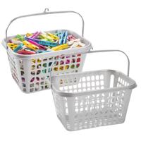 Plasticforte Knijpermandje - 2x - zilver - kunststof - wasknijpertasje/knijperzak