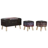 Kofferset Home ESPRIT Bruin Multicolour Polyurethaan Hout Vintage 70 x 40 x 45 cm (3 Stuks)