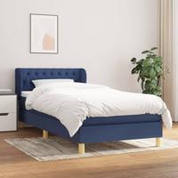 Boxspring met matras stof blauw 80x200 cm