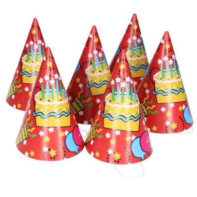 Feesthoedjes van papier - 6x stuks - Verjaardagshoedjes - Kinderfeestje - punthoedjes