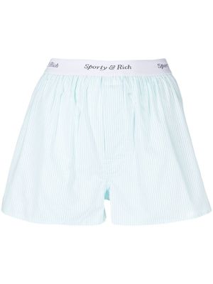 Sporty & Rich boxer rayé à bande logo - Bleu
