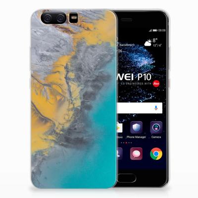 Huawei P10 | TPU | Siliconen hoesje | Marble Blue Gold