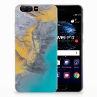 Huawei P10 | TPU | Siliconen hoesje | Marble Blue Gold