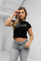 Guess Rib Logo T-Shirt Dames Zwart - Maat S - Kleur: Zwart | Soccerfanshop