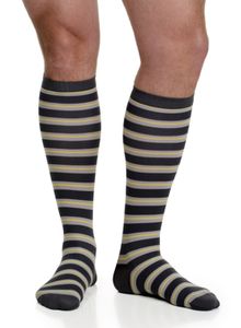 Steunkousen Thin Stripes Dark Charcoal & Yellow (heren)