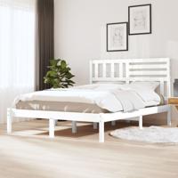 Bedframe zonder matras massief grenenhout wit 150x200 cm