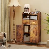 Multifunctionele Kast met Dubbele Deuren & 2 Lades & Verstelbare Plank Keukenkast Bruin