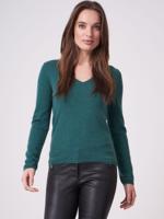 Basic fijngebreide V-hals trui van biologisch cashmere