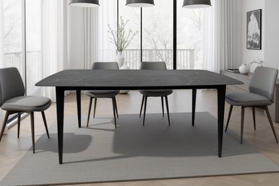 Moderne eettafel MILANO 180cm antraciet keramiek zwarte metalen poten - 46993