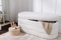 Extravagante gestoffeerde bank VOGUE 115cm crèmewit Bouclé bank met opbergruimte - 43387