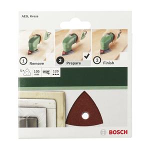 Bosch Accessories 2609256A59 Deltaschuurpapier Met klittenband, Geperforeerd Korrelgrootte (num) 240 Hoekmaat 105 mm 5 stuk(s)