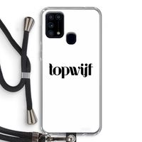 Topwijf Wit: Samsung Galaxy M31 Transparant Hoesje met koord Topwijf Wit: Samsung Galaxy M31 Transparant Hoesje met koord