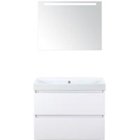 Maxx XL Badmeubelset 80 cm - Wit Hoogglans - Wastafel Just Zonder Kraangat met LED Spiegel