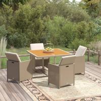 5-delige Tuinset met kussens poly rattan beige