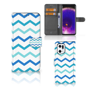 OPPO Find X5 Pro Telefoon Hoesje Zigzag Blauw