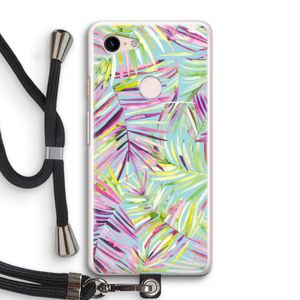 Tropical Palms Blue: Pixel 3 Transparant Hoesje met koord