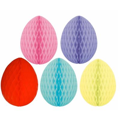Hang decoratie Paaseieren - van papier - 5x stuks - 20 cm - Pasen thema versieringen - Honeycombs