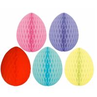 Hang decoratie Paaseieren - van papier - 5x stuks - 20 cm - Pasen thema versieringen - Honeycombs