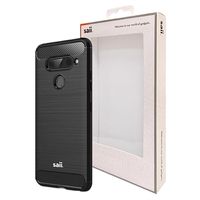 Saii Brushed LG V40 ThinQ TPU Case - Koolstofvezel - Zwart - thumbnail