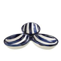 J-Line Apero Dish Granada Stripes Clover Ceramic White Cobalto Blue - thumbnail