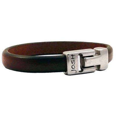 JOSH 24458-BRA-S-BR Armband leder bruin-zilverkleurig 10 mm