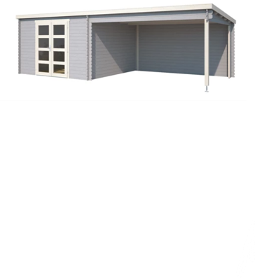 Blokhut met overkapping Olenka 710x330 Platinum Grey-Wit - Outdoor life