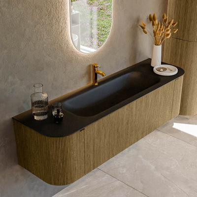 Badmeubel Mondiaz Kurve | 160 cm cm | Meubelkleur Dusk | Wastafelkleur Urban | Solid surface | Wasbak midden spoelbak | 1 kraangat