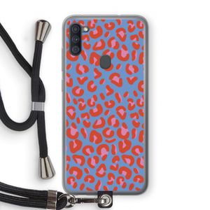 Leopard blue: Samsung Galaxy A11 Transparant Hoesje met koord