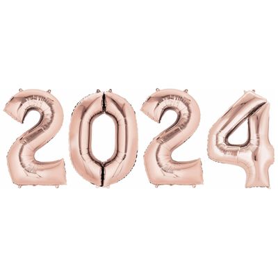 Helium/folie Ballonnen - 2024 - rose goud - 88 cm