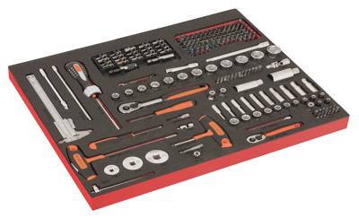 Bahco Foaminlay Fit&Go 3/3 met doppen en toebehoren 1/4" en 3/8" | T-greep schroevendraaiers | schuifmaat en bits - met lasermarkering - 192-delig -