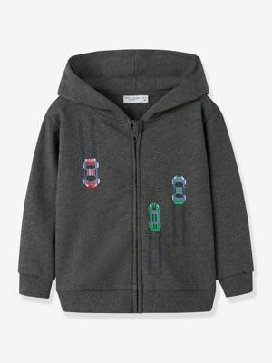 Sweater met rits en capuchon NMMVOLTINUS jongen NAME IT gemêleerd grijs