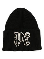 Palm Angels bonnet à motif monogrammé brodé - Noir