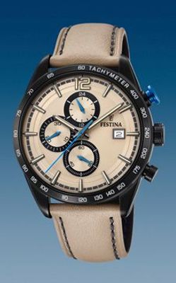 Horlogeband Festina F20344-1 Leder Beige 22mm