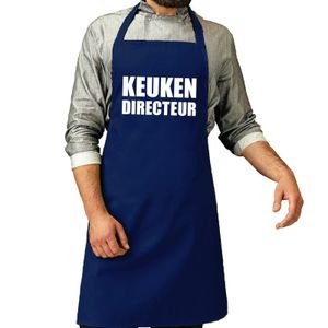 Cadeau schort voor volwassenen - keuken directeur - donkerblauw - keukenschort - verjaardag   -