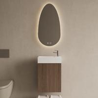 Toiletmeubel Set Gliss Design Riga Donker Eiken Japandi Fontein Glans Wit