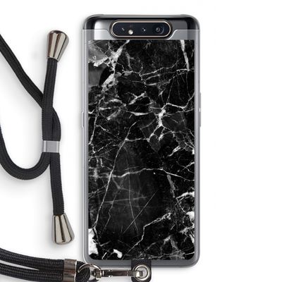 Zwart Marmer 2: Samsung Galaxy A80 Transparant Hoesje met koord
