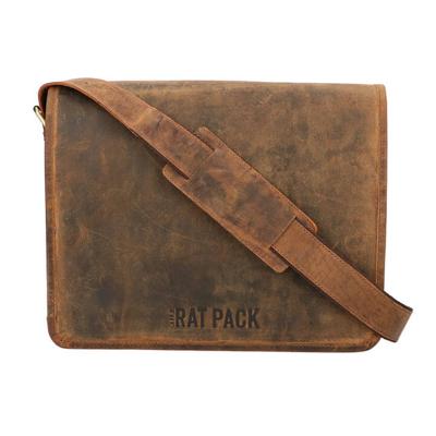 The Rat Pack A4 Messenger Schoudertas met Overslag 13&apos;&apos; Butch Bruin