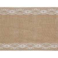 Tafelloper op rol - jute/kant - 28 cm x 4 m - Feest/bruiloft tafelkleed