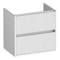 Brauer Adore Wavy - Onderkast Ondiep - 60 cm - met 2 Softclose Lades Greeploos en 1 Sifon Uitsparing - Mat Wit