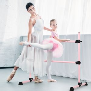 Ballet Barre Draagbare Vrijstaande Ballet Barre met Verstelbare Hoogte Dubbele Fitness Ballet Stang voor Dansen Stretchen-Roze