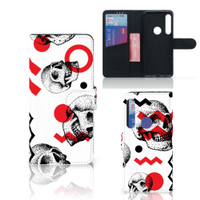 Telefoonhoesje met Naam Motorola One Action Skull Red