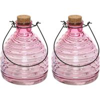 2x Wespenvangers/wespenvallen roze 17 cm van glas
