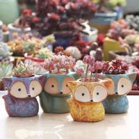 Keramische vlezige bloem pot succulente duim pot Fox bloempot willekeurige kleur levering (zonder planten)