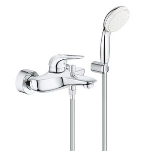 GROHE Eurostyle New badkraan met omstel met koppelingen met douchegarnituur m. open greep chroom/wit 3359230A