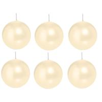 Trend Candles Bolkaars glad - 6x - creme wit - 8 cm - 25 branduren - ronde kaarsen