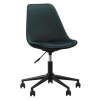 1+1 Gratis Leen Bakker - Bureaustoel Senja - Velvet - Zwart Metaal - Metaal/Velvet - Groen